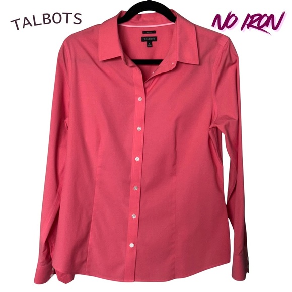 Talbots Coral Button Down Long Sleeve Non Iron Shirt - Picture 1 of 5